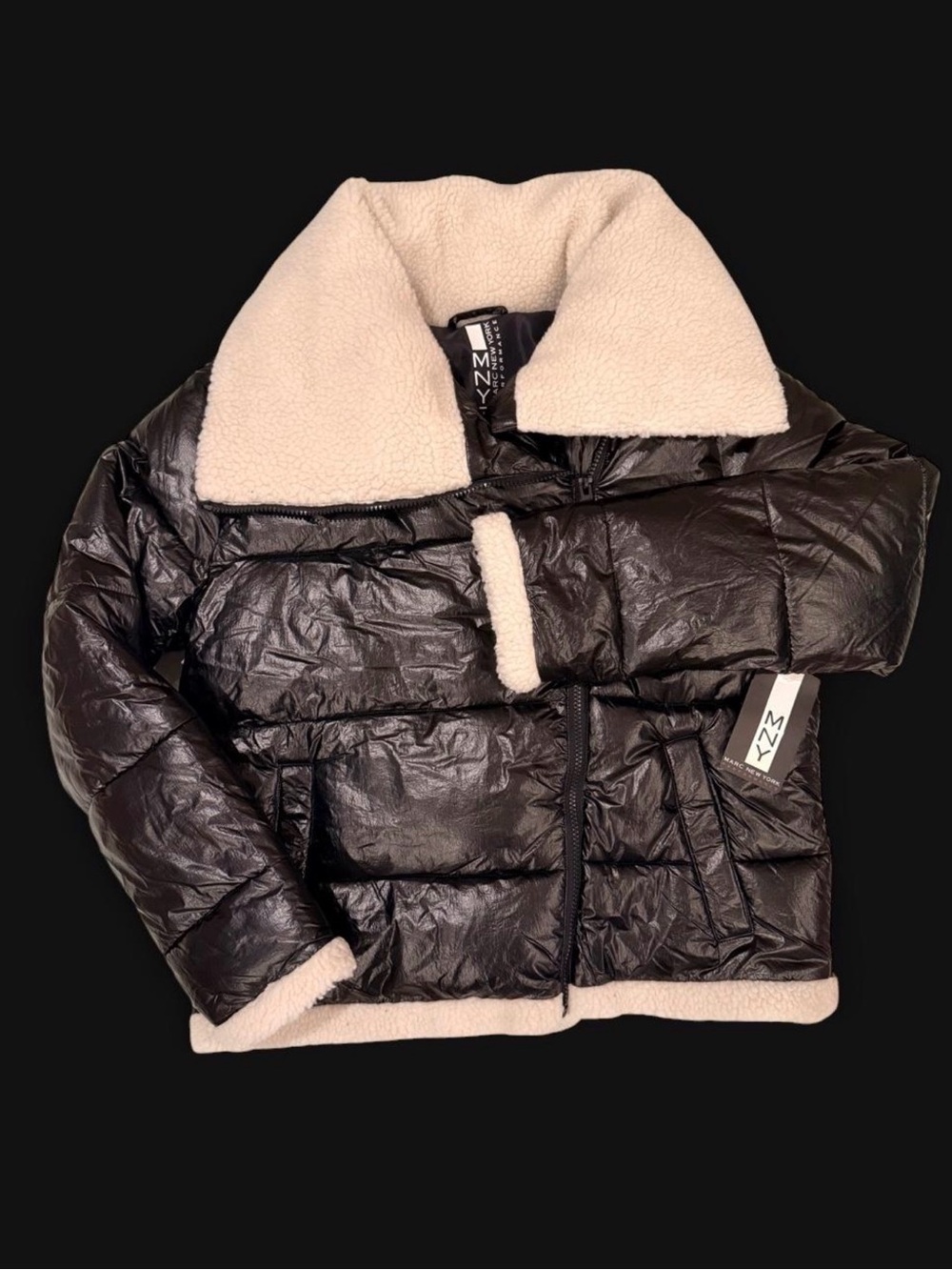 Marc New York Performance Mixed Media Faux Shearling/Sherpa Trim Puffer Jacket M